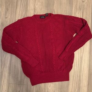 Vintage Finalist Red Cable Knit Sweater Linen Cotton Blend Size M